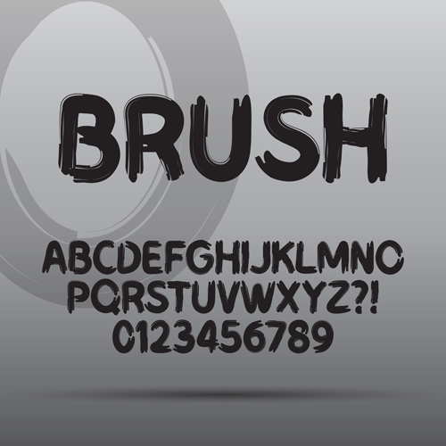 Ink alphabet with numbers hand drawn vector 05