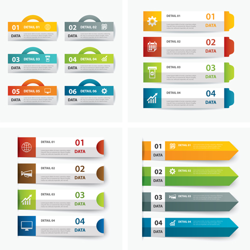 Numbered infographics with banners vector 09 Numbered infographics with banners vector 09