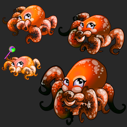 Octopus catoon character vector 02