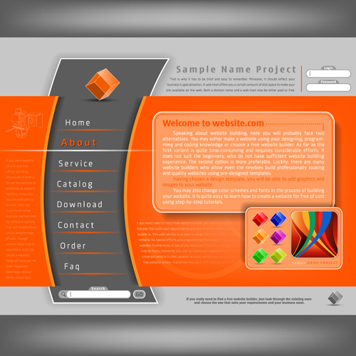 Ornage and gray websites templates vector Ornage and gray websites templates vector