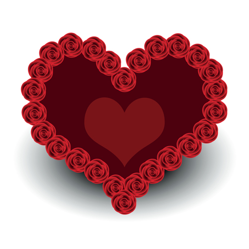 Red rose with heart vector material Red rose with heart vector material
