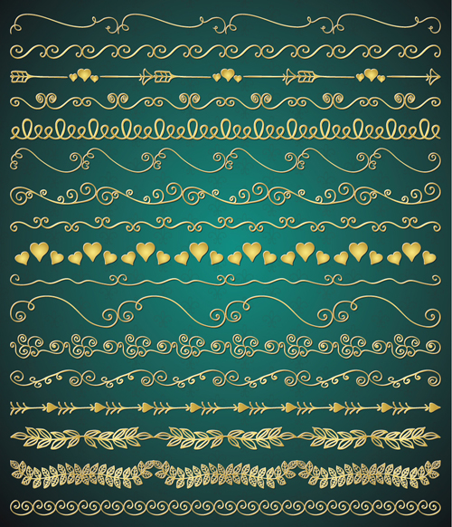 Romantic golden borders vectors material 01 Romantic golden borders vectors material 01
