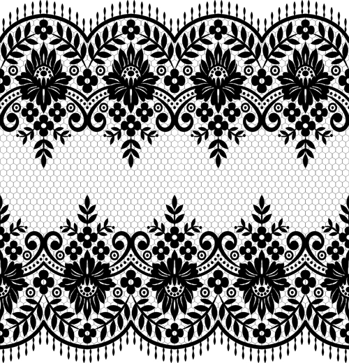 Seamless black lace borders vectors 07 Seamless black lace borders vectors 07