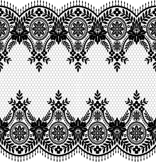 Seamless black lace borders vectors 08 Seamless black lace borders vectors 08