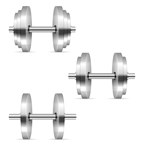 Silver dumbbell illustration vector 01 Silver dumbbell illustration vector 01