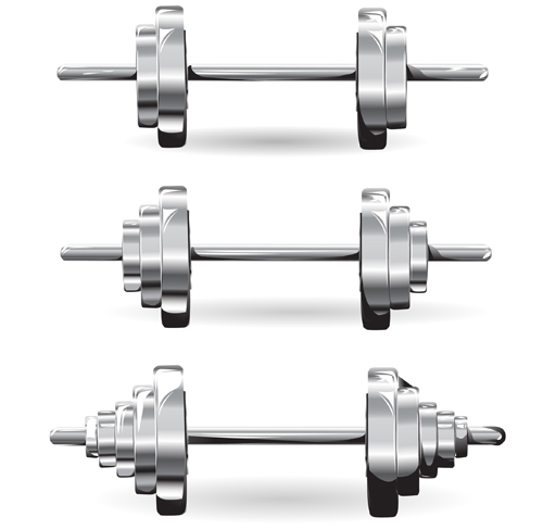 Silver dumbbell illustration vector 02