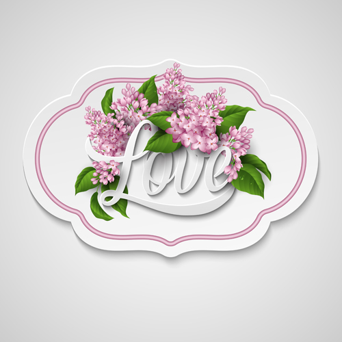 Valentine day card with pink flower vector 03 Valentine day card with pink flower vector 03