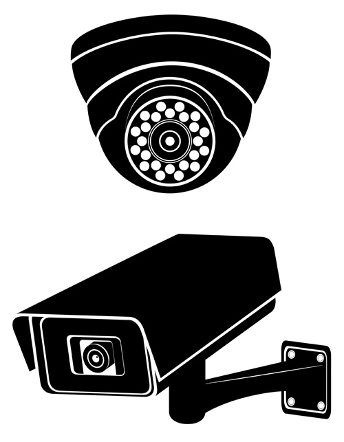 Vector surveillance cameras silhouetters Vector surveillance cameras silhouetters