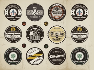 vintage round material badge 