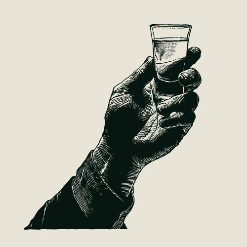 Whiskey cup with hand vector Whiskey cup with hand vector
