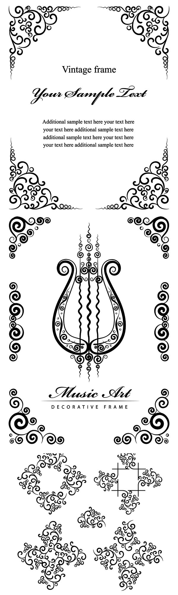 Black floral frame vector Black floral frame vector