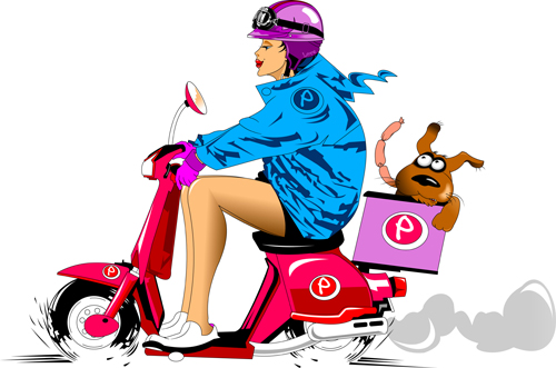 Best pizza delivery cartoon styles vector 03 Best pizza delivery cartoon styles vector 03