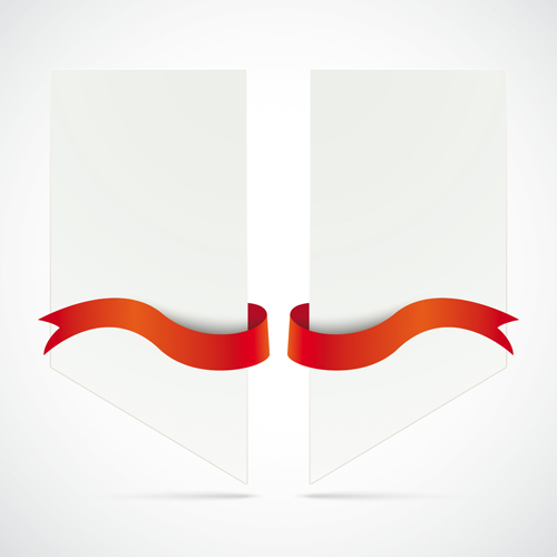 Blank labels with red ribbon vector set 04 Blank labels with red ribbon vector set 04