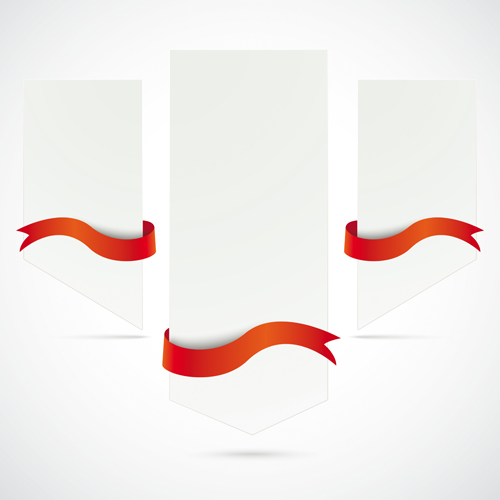 Blank labels with red ribbon vector set 05 Blank labels with red ribbon vector set 05