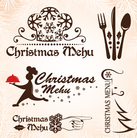 Christmas menu design elements vector set 07 Christmas menu design elements vector set 07