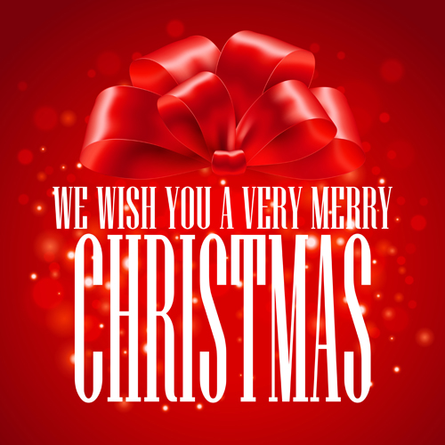Christmas red bow with background vector