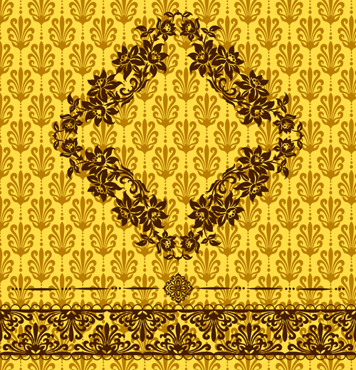 Decor floral with ornate background vintage styles vector 09 Decor floral with ornate background vintage styles vector 09