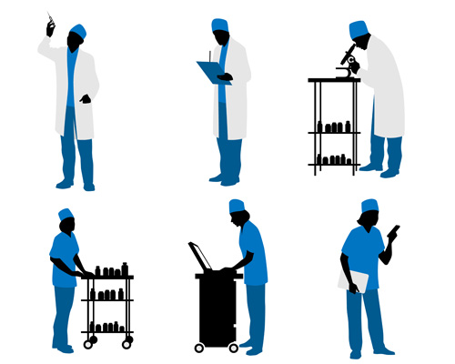 Doctors silhouetter design set 04 Doctors silhouetter design set 04