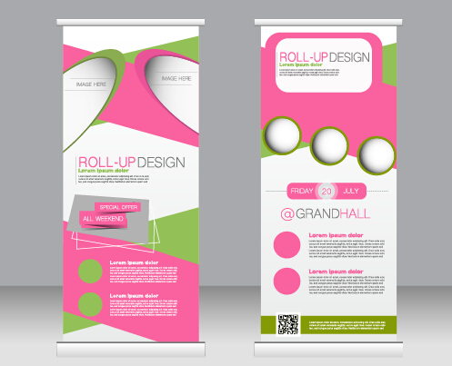 Exhibition advertising vertical banner vectors set 02 Exhibition advertising vertical banner vectors set 02