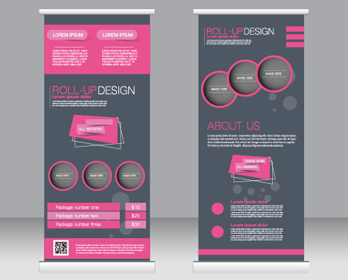 Exhibition advertising vertical banner vectors set 14