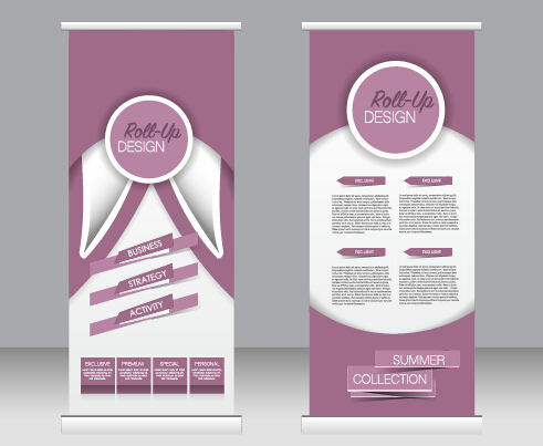 Exhibition advertising vertical banner vectors set 17