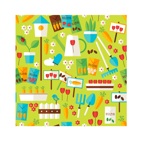 Flat nature gardening and environment seamless pattern vector 04 Flat nature gardening and environment seamless pattern vector 04