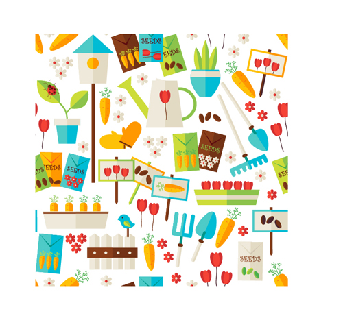 Flat nature gardening and environment seamless pattern vector 06 Flat nature gardening and environment seamless pattern vector 06