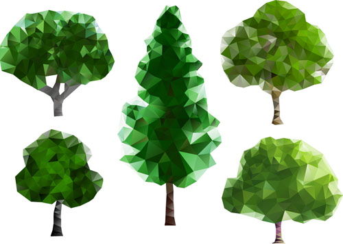 Geometric shapes tree vector illustration 02