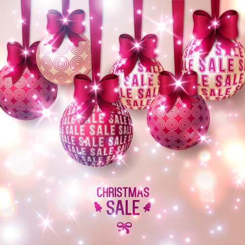 Pink christmas ball with christmas sale background vector Pink christmas ball with christmas sale background vector