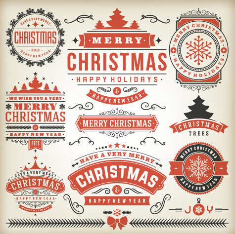 Vintage 2015 christmas labels creative vector 02 Vintage 2015 christmas labels creative vector 02