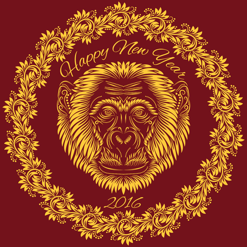 2016 monkey floral pattern design vector 05 2016 monkey floral pattern design vector 05