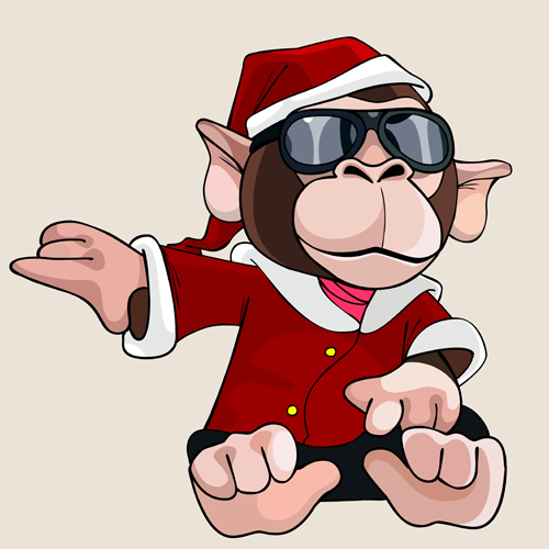 santa monkey Dressed Claus cartoon 