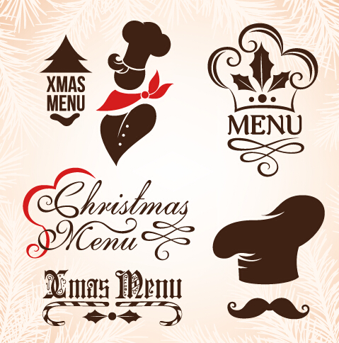 Christmas menu design elements vector set 01 Christmas menu design elements vector set 01