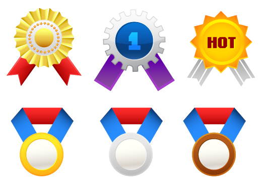 Colored medal and medals vector material 01 Colored medal and medals vector material 01