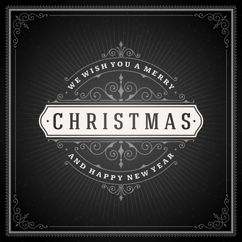 Dark christmas labels with frame vector Dark christmas labels with frame vector