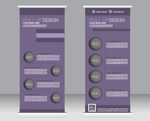 Exhibition advertising vertical banner vectors set 06
