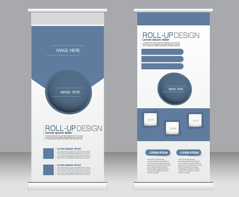 Exhibition advertising vertical banner vectors set 07