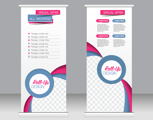 Exhibition advertising vertical banner vectors set 08
