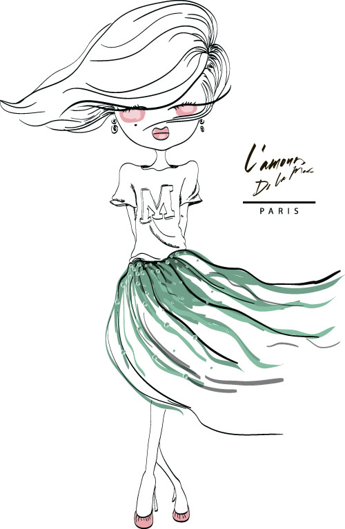 Fashion girls hand drawn illustration vector 02 Fashion girls hand drawn illustration vector 02