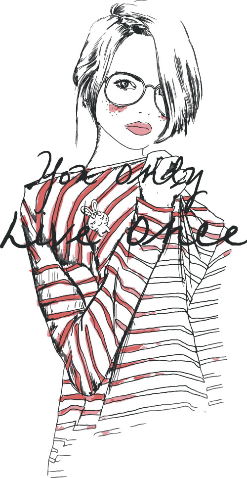 Fashion girls hand drawn illustration vector 04 Fashion girls hand drawn illustration vector 04