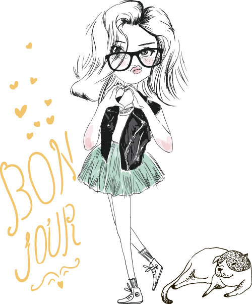 Fashion girls hand drawn illustration vector 11