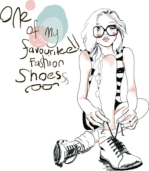 Fashion girls hand drawn illustration vector 13