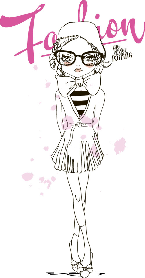 Fashion girls hand drawn illustration vector 15 Fashion girls hand drawn illustration vector 15