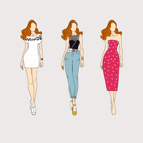 Fashion models hand drawing vector material 02 Fashion models hand drawing vector material 02
