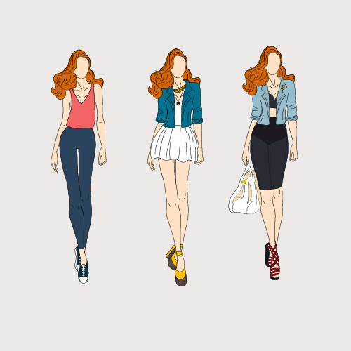 Fashion models hand drawing vector material 04 Fashion models hand drawing vector material 04