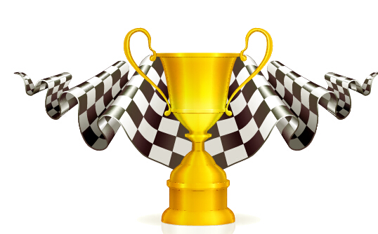 Gold trophy with flag vector Gold trophy with flag vector