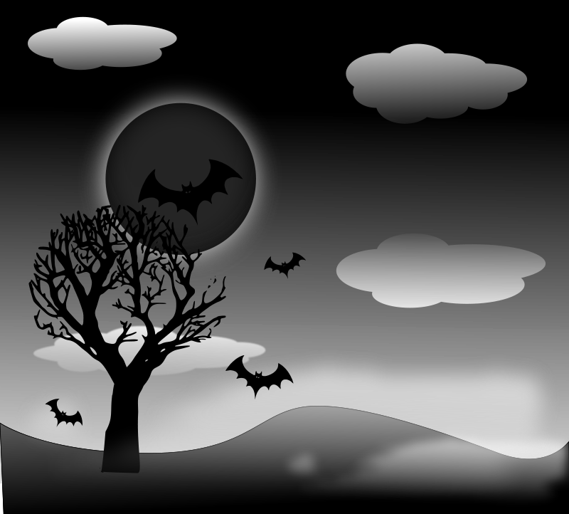 Halloween night with bats vector background