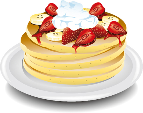 Pancake with strawberry vector material 01 Pancake with strawberry vector material 01