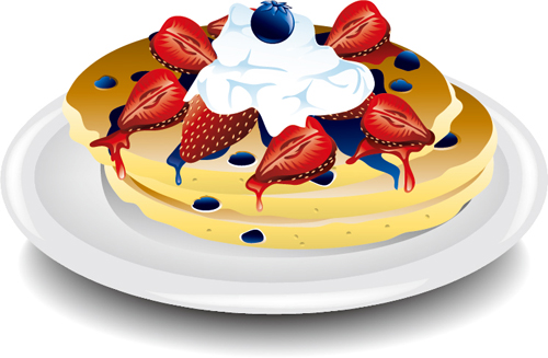 Pancake with strawberry vector material 02 Pancake with strawberry vector material 02