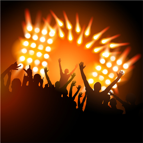 Revelry party background with people silhouetters vector 01